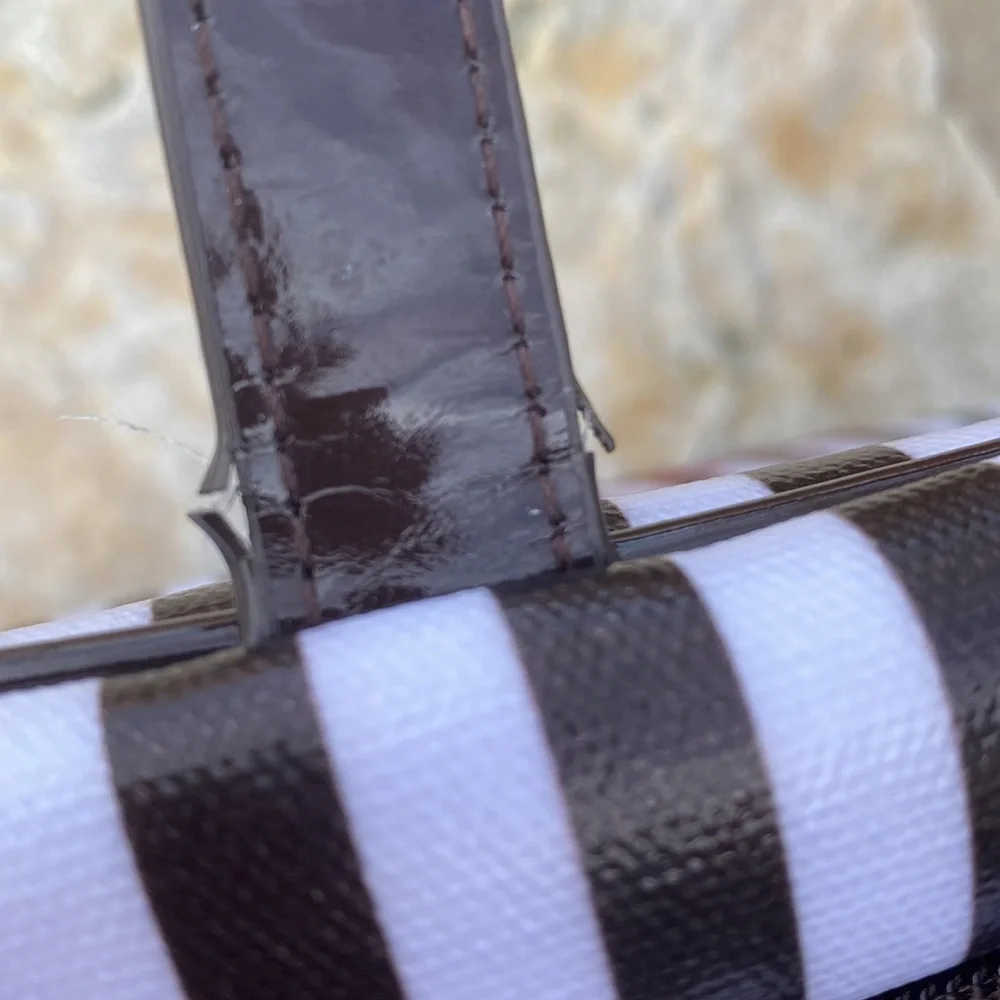 henri bendel Black and White Striped Cosmetic Bag Set
